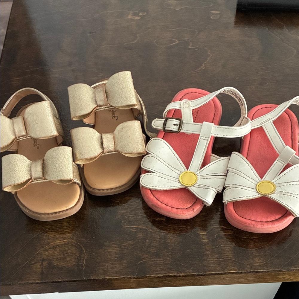 Girls' Pink and Gold Sandal Set - Cute Bow & Floral Styles